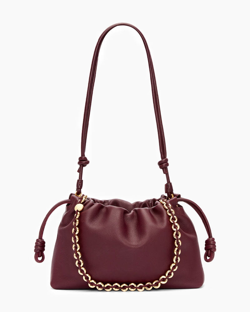 Medium Ruched Genuine Leather Bag Donut Chain