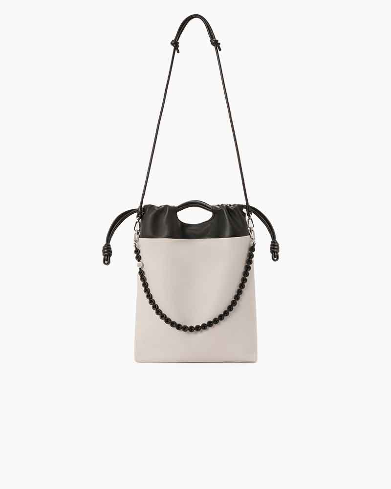 (Pre-sale) Genuine Leather Tote Knot Drawstring Chain