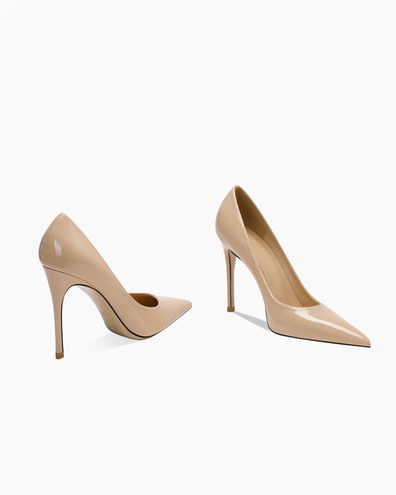 Leather Pointed Red-Sole Pumps