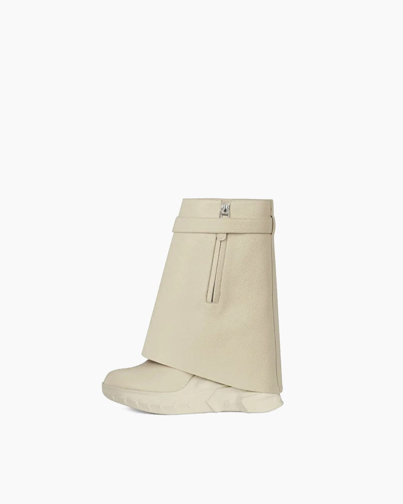Silver Lock Biker Ankle Boots