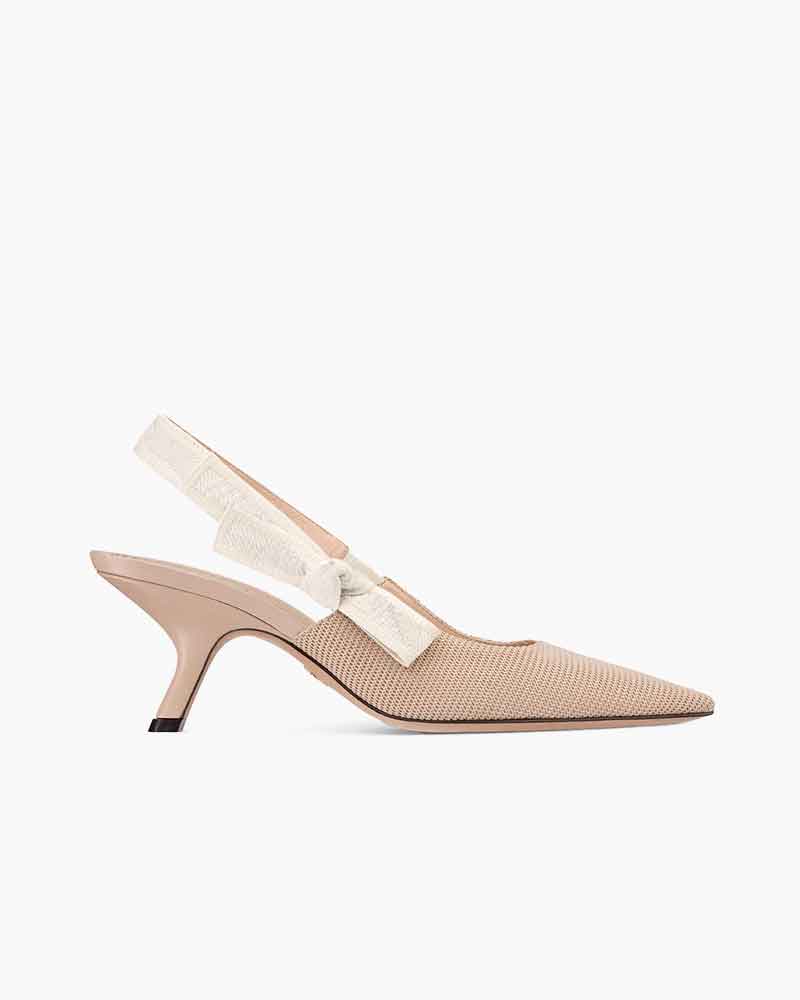 Modern Black Fabric Evening Pumps with Knot Strap Detail