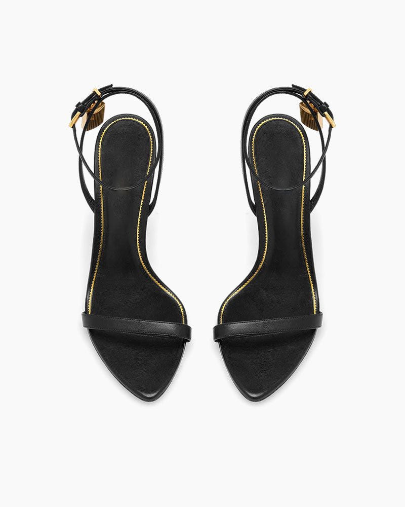 Shiny Leather Padlock Pointy Naked Heels