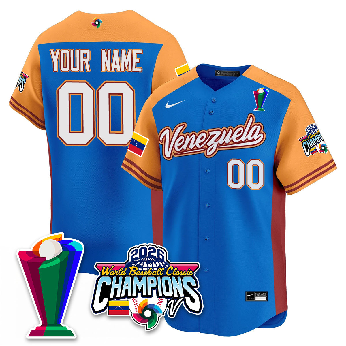 Venezuela Baseball 2026 World Baseball Classic Champions Limited Jersey V2 - All Stitched