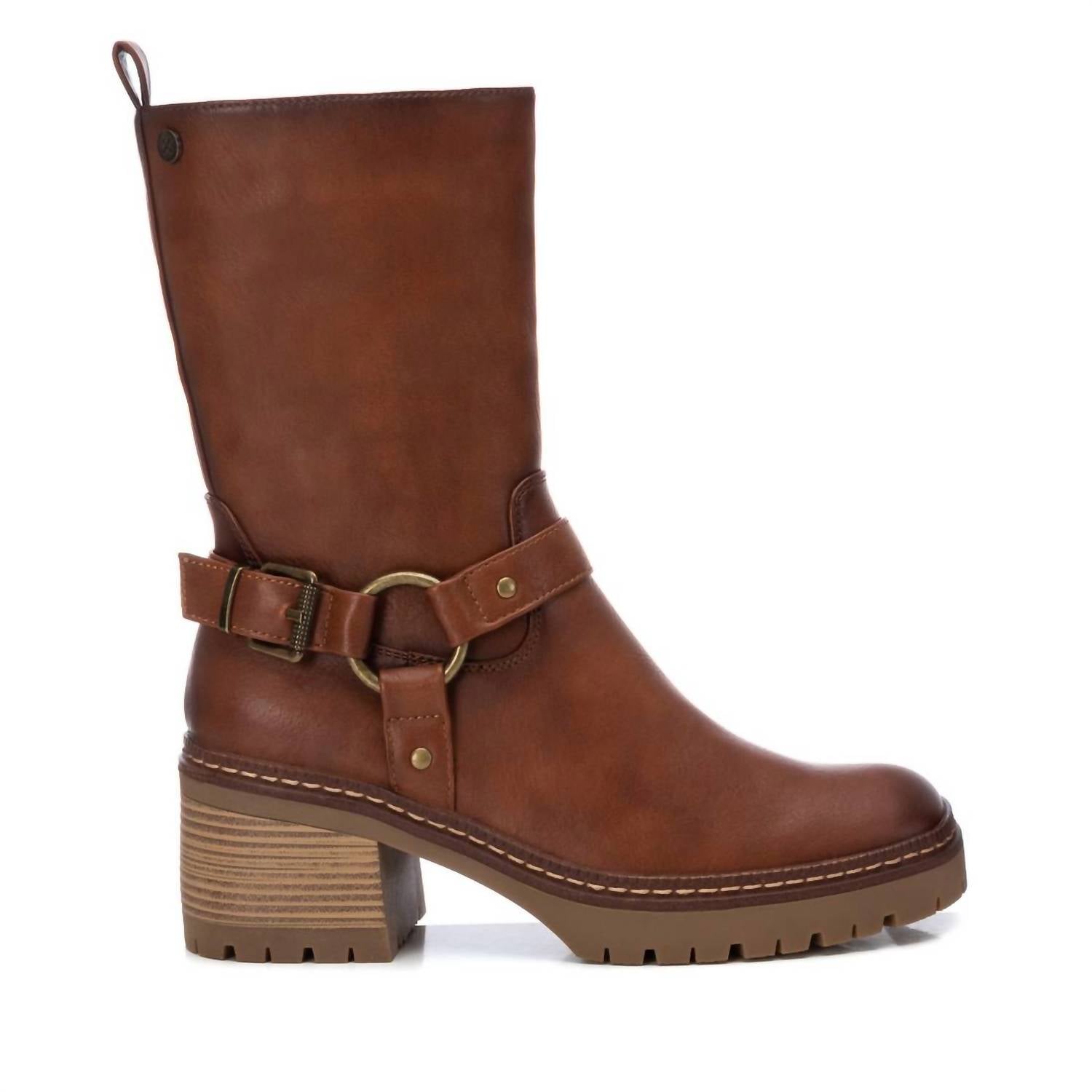 Women's Faux Leather Boots In Camel