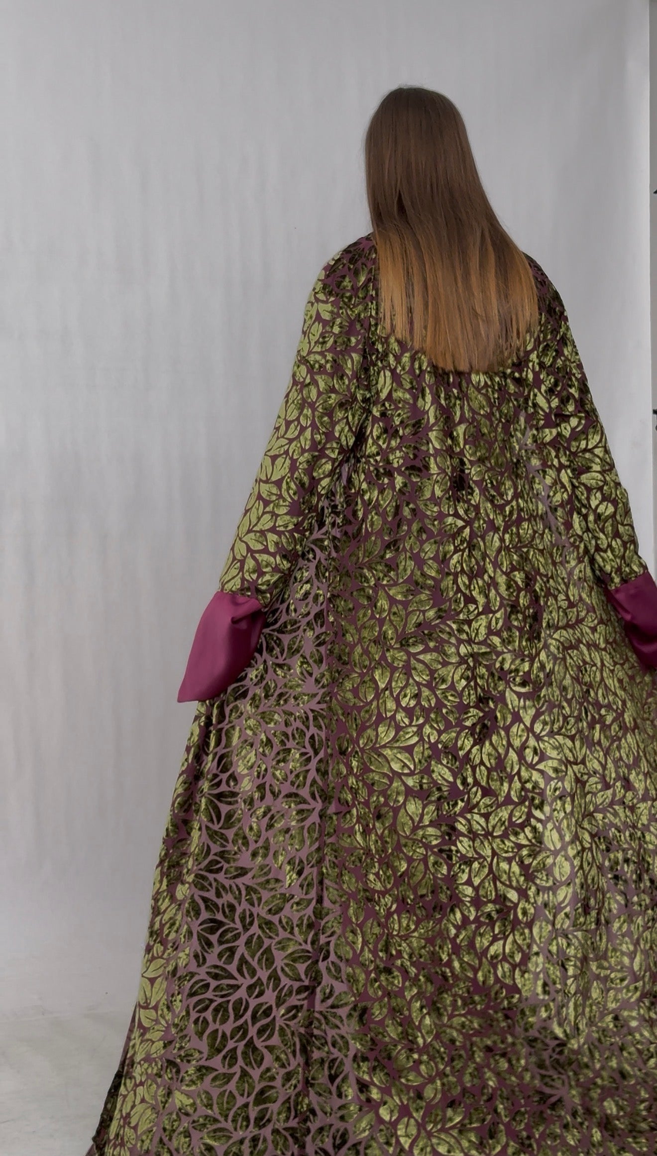 Royal Velvet Long Cardigan with Brocade Details – Luxury Evening Layer