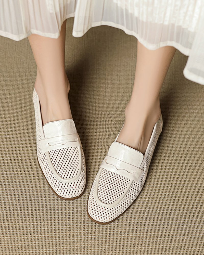 Woven Braided Leather Casual Flat Loafers