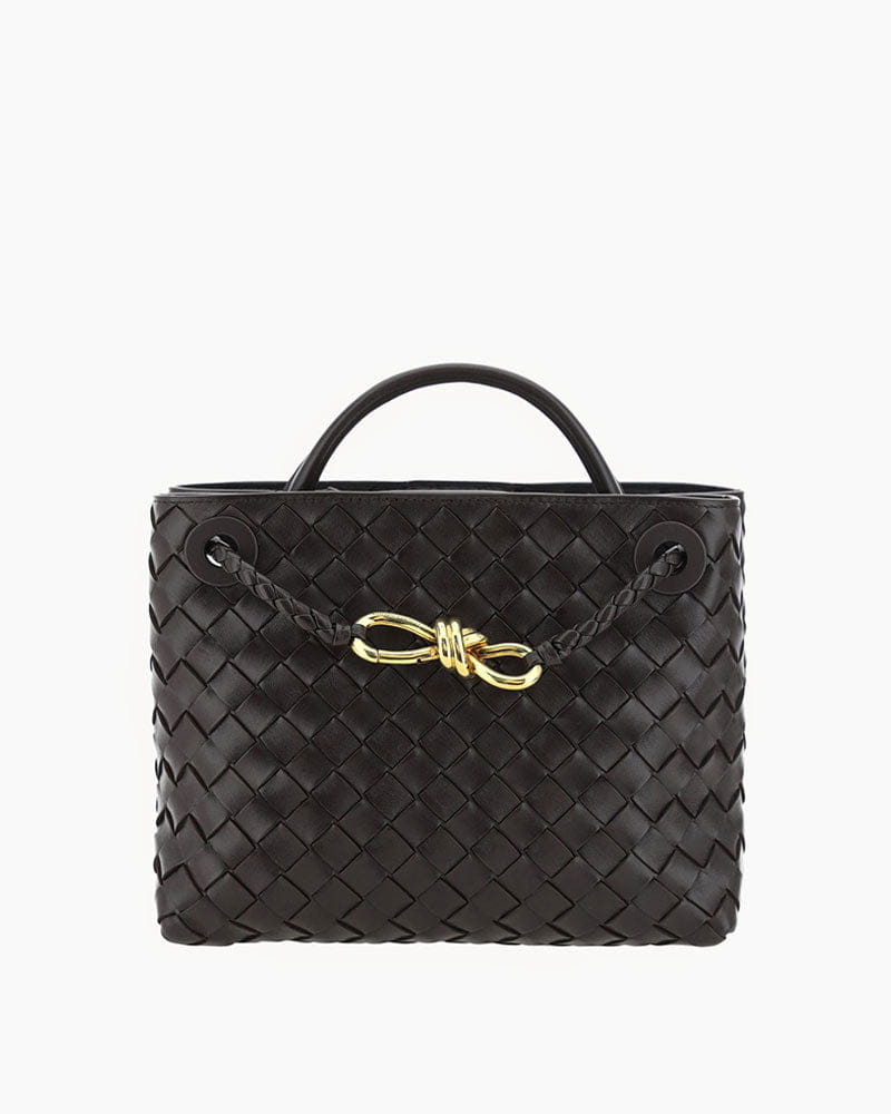 Women's Woven Leather Quilted Top Handle Bag