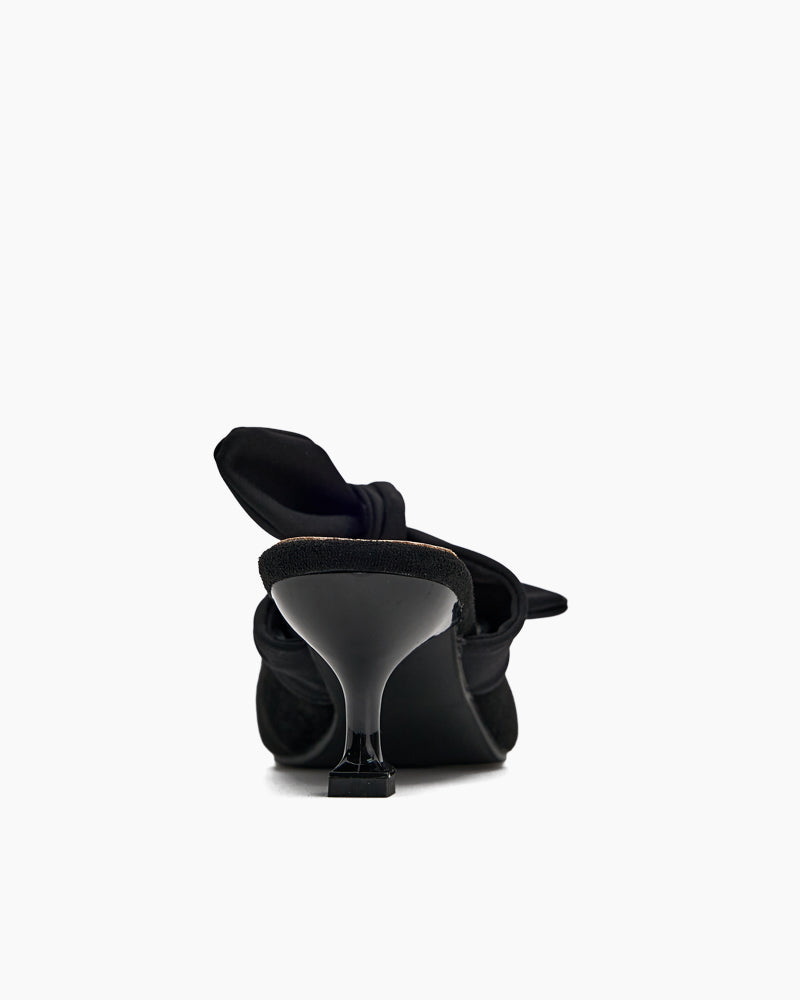 Suede Bow-knot Kitten Heel Mule