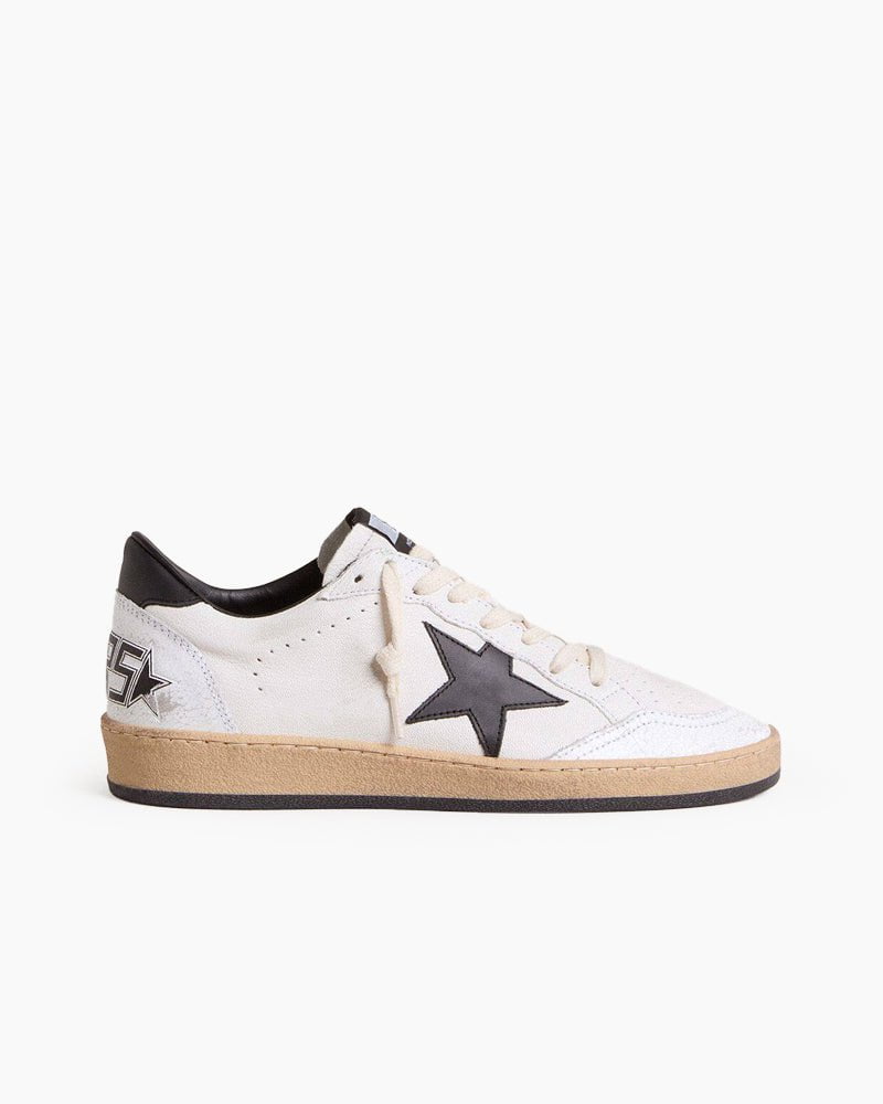Women's White Nappa Leather Sneaker with Star and Heel Tab