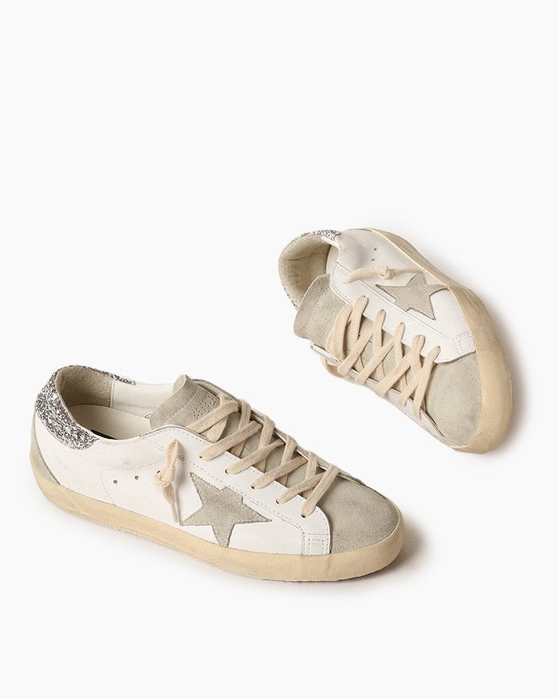 White Nappa Leather Gray Star Sneakers