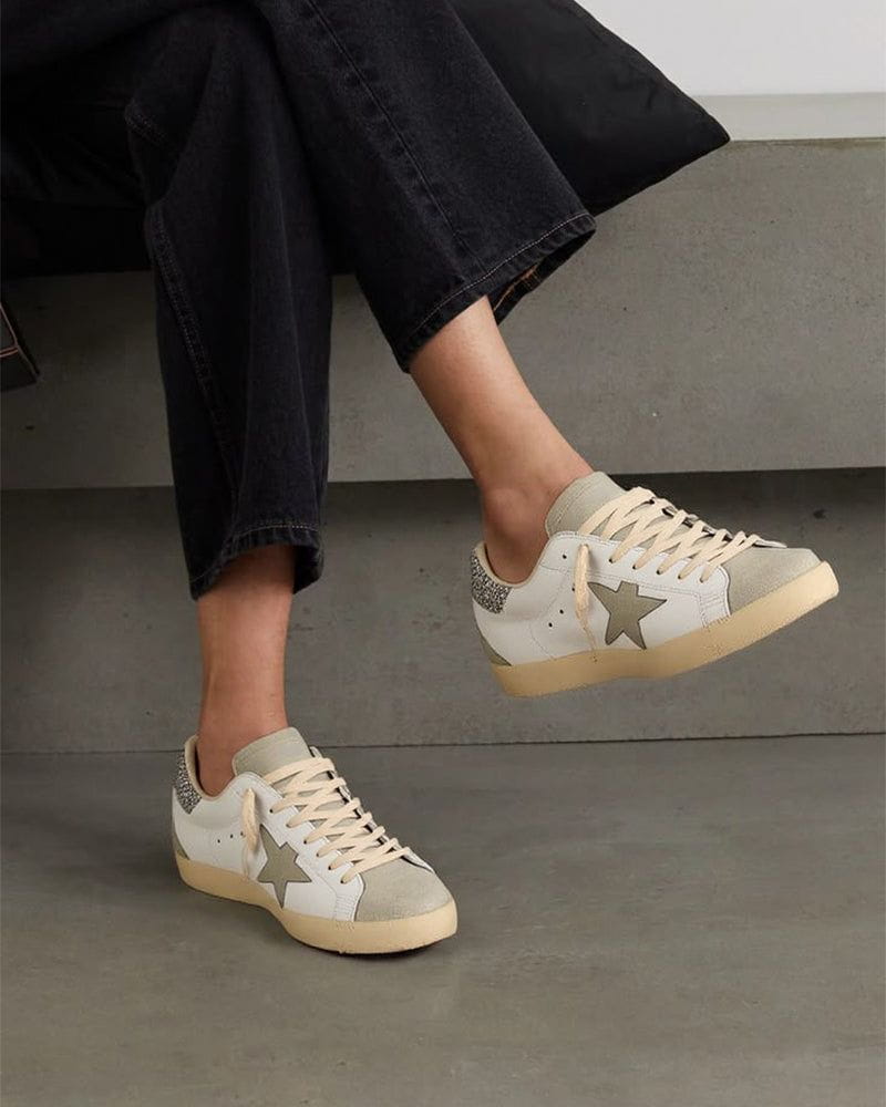 White Nappa Leather Sneakers with Gray Star