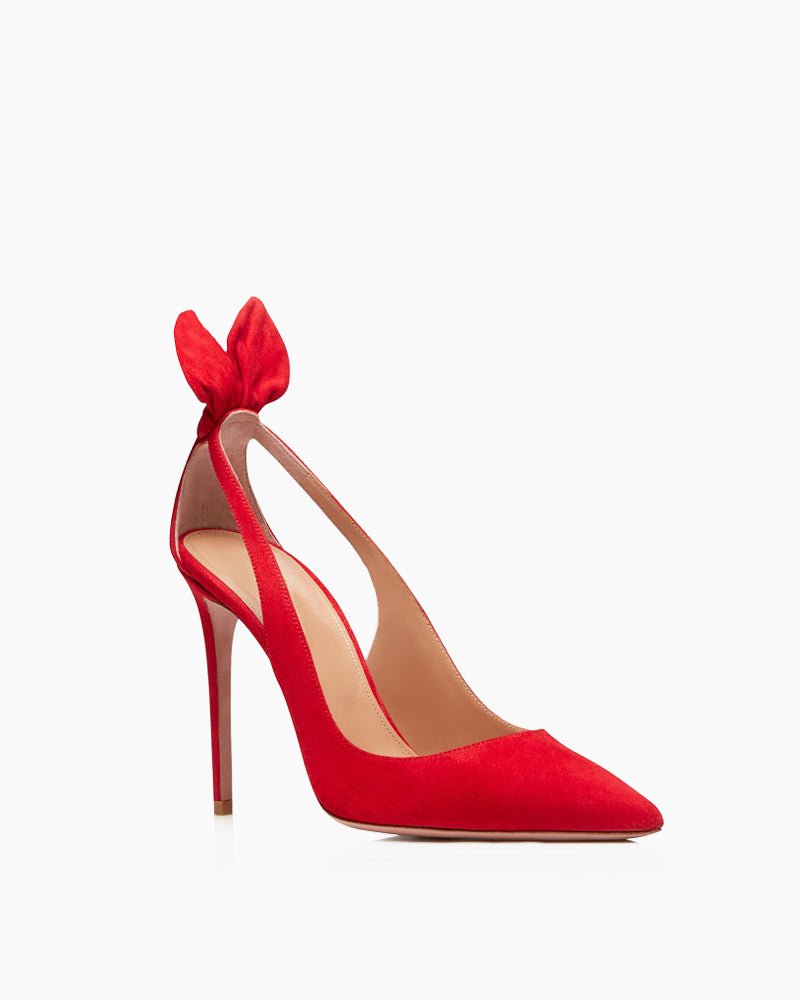 Bow Tie 100mm Suede High Stiletto Heel Pumps