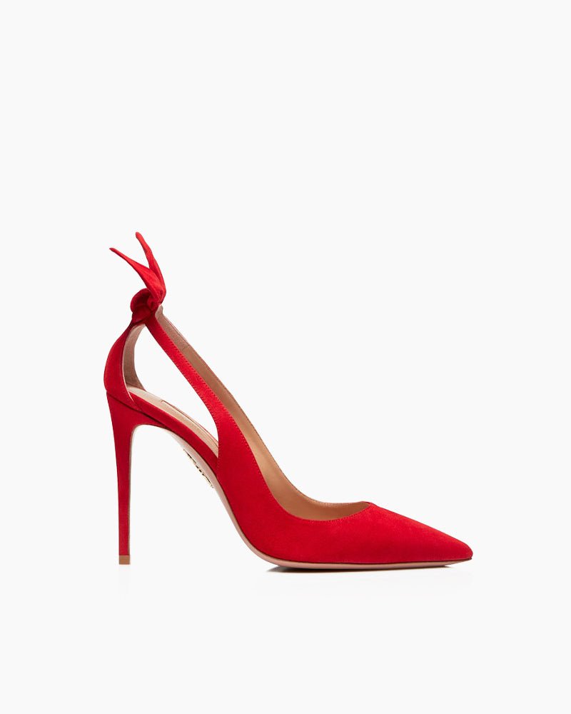 Bow Tie 100mm Suede High Stiletto Heel Pumps