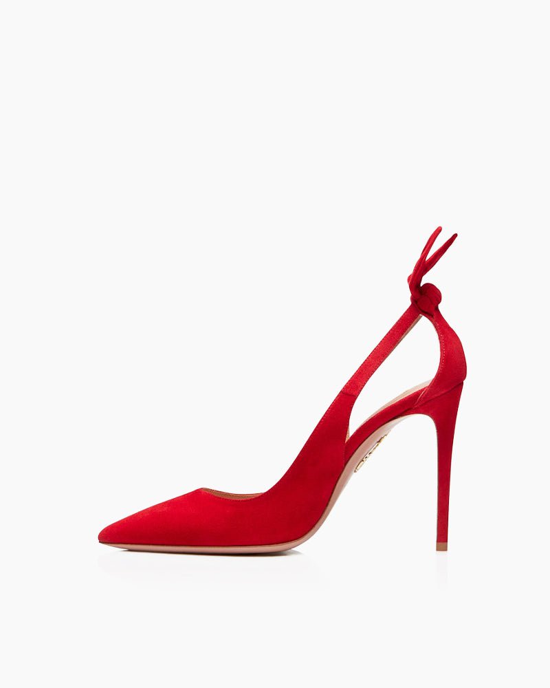 Bow Tie 100mm Suede High Stiletto Heel Pumps
