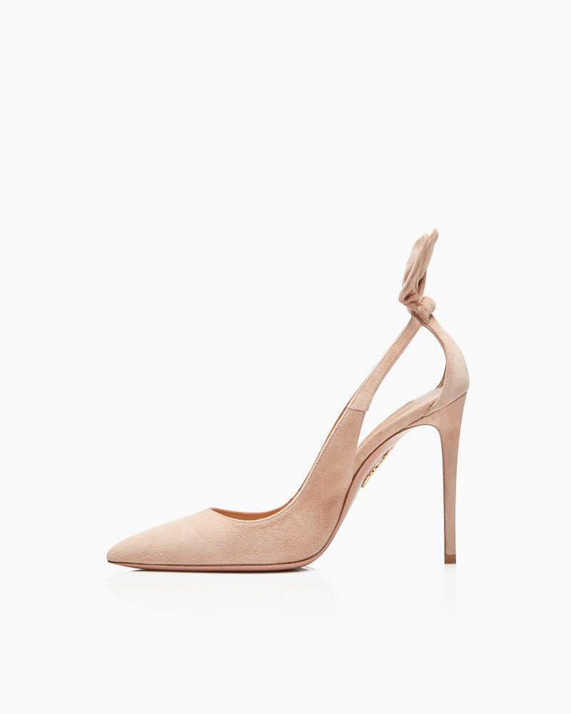 Bow Tie 100mm Suede High Stiletto Heel Pumps