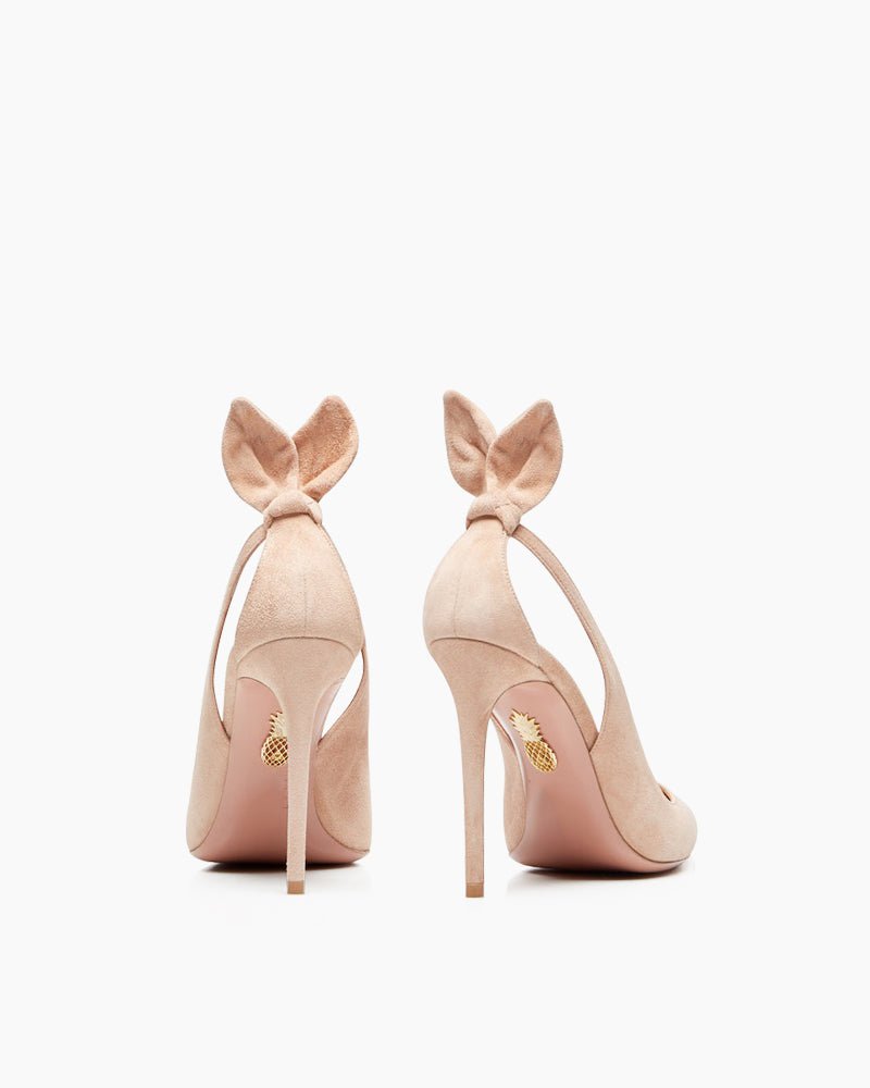 Bow Tie 100mm Suede High Stiletto Heel Pumps
