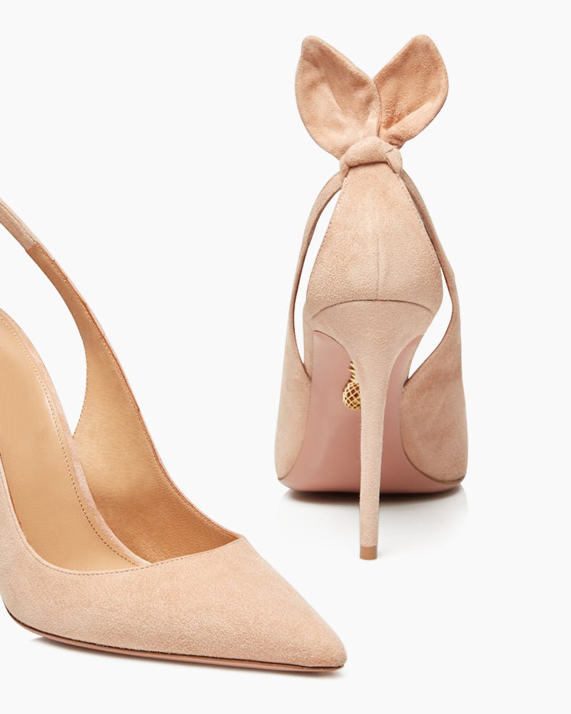 Bow Tie 100mm Suede High Stiletto Heel Pumps