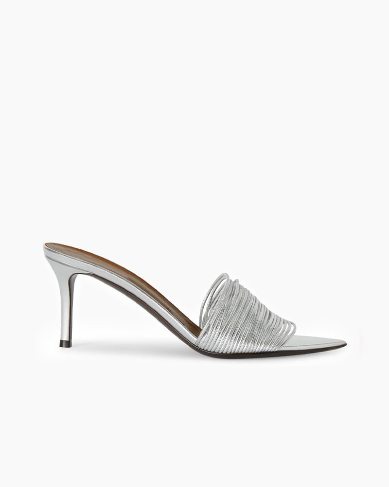 Pleated Metallic Leather High Stiletto Heel Pumps
