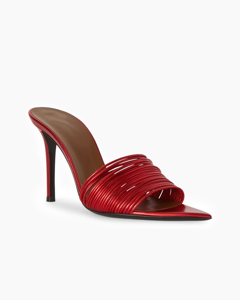 Pleated Metallic Leather High Stiletto Heel Pumps