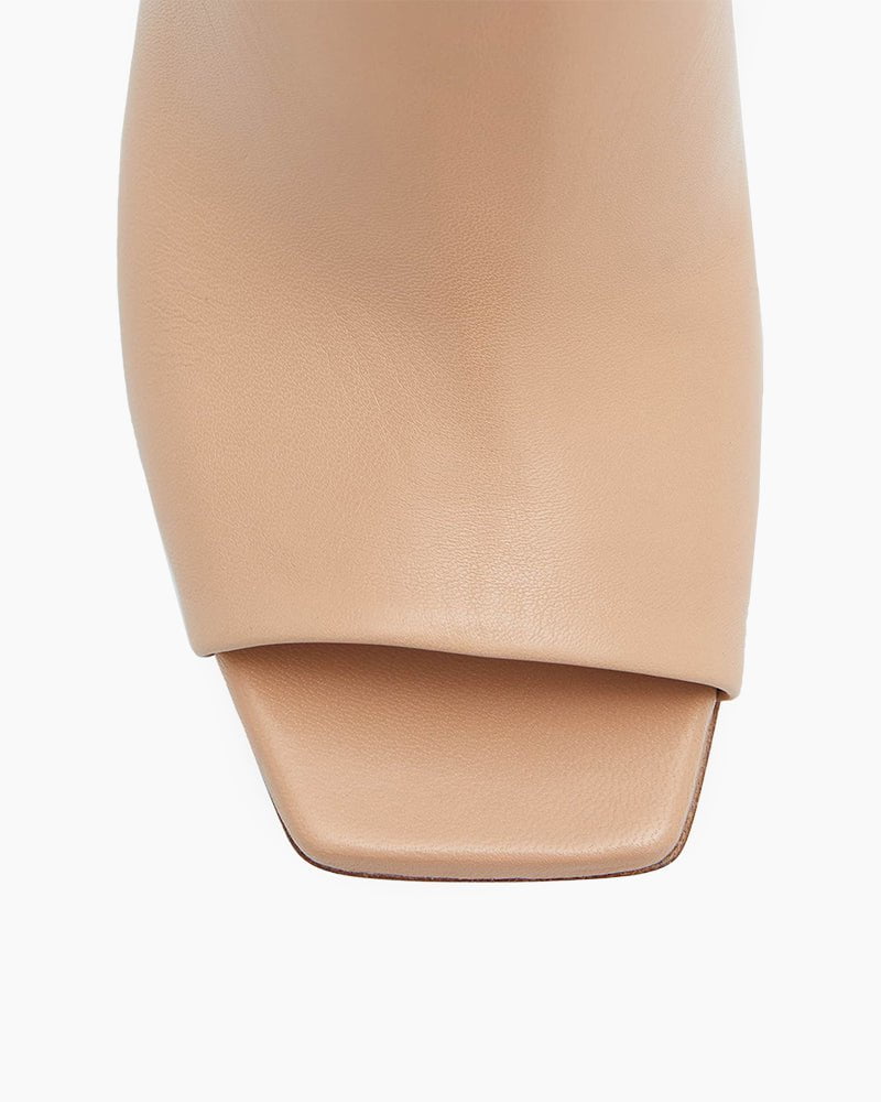 Gold Knot Heel Mules Leather High Heel Pumps