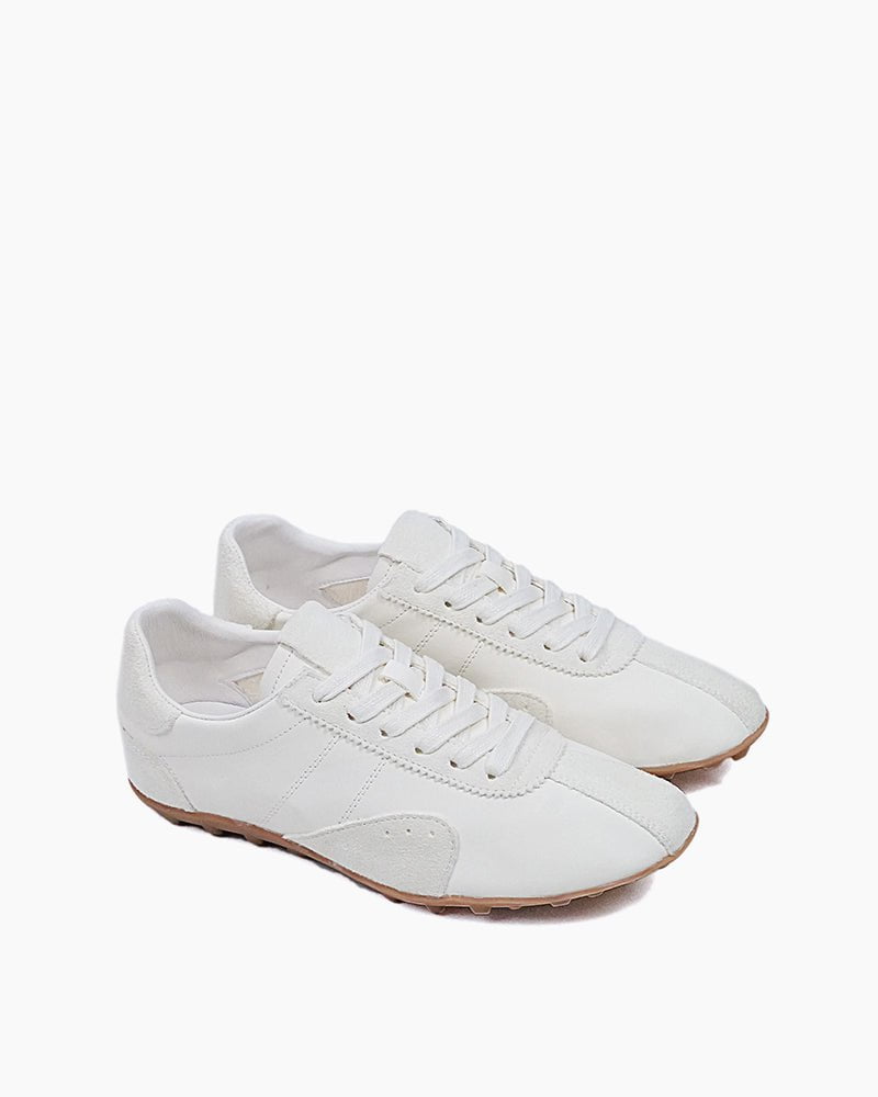 (Clean Up - US 6 / 8) Retro Suede Nappa Leather Textured Sole Sneakers