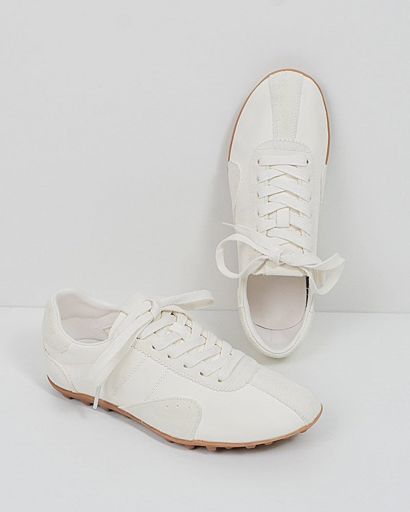 (Clean Up - US 6 / 8) Retro Suede Nappa Leather Textured Sole Sneakers