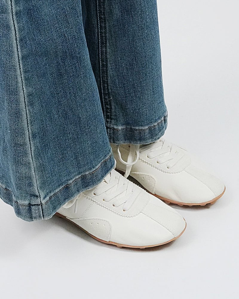 (Clean Up - US 6 / 8) Retro Suede Nappa Leather Textured Sole Sneakers