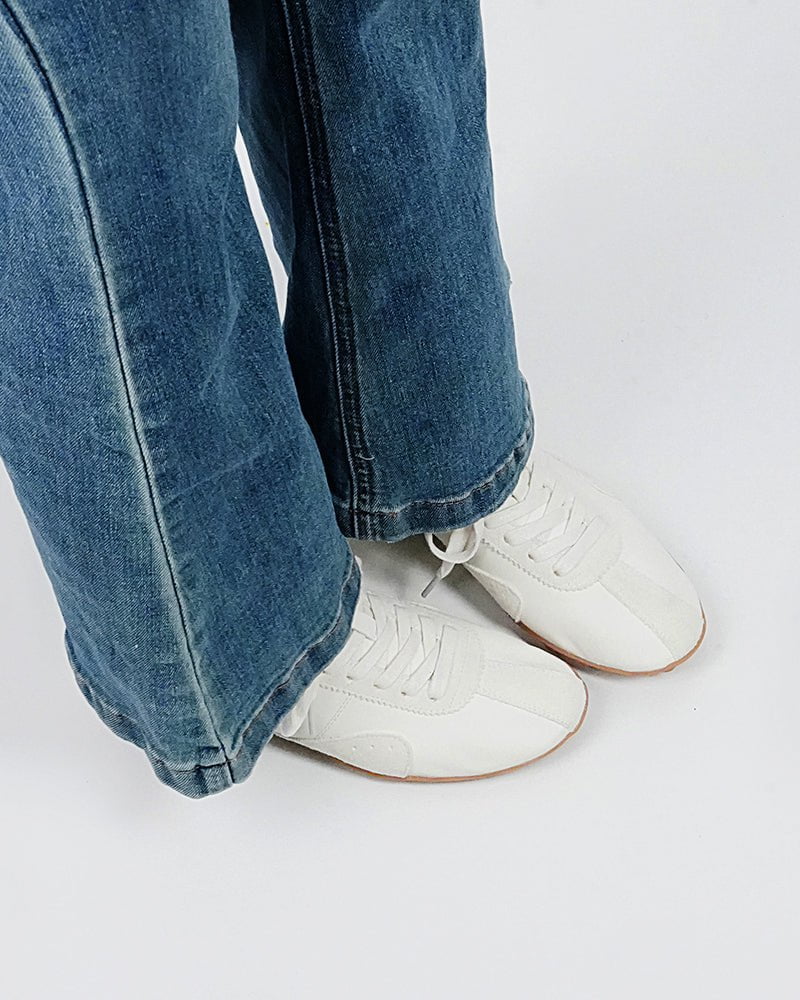 (Clean Up - US 6 / 8) Retro Suede Nappa Leather Textured Sole Sneakers