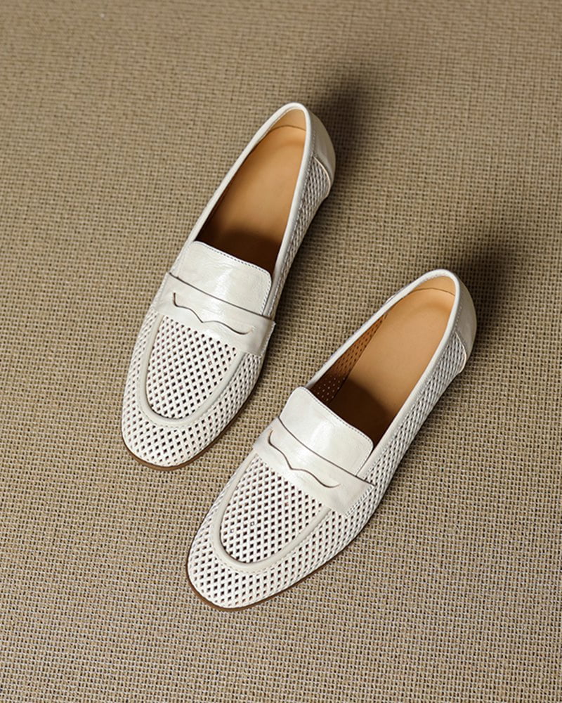 Woven Braided Leather Casual Flat Loafers