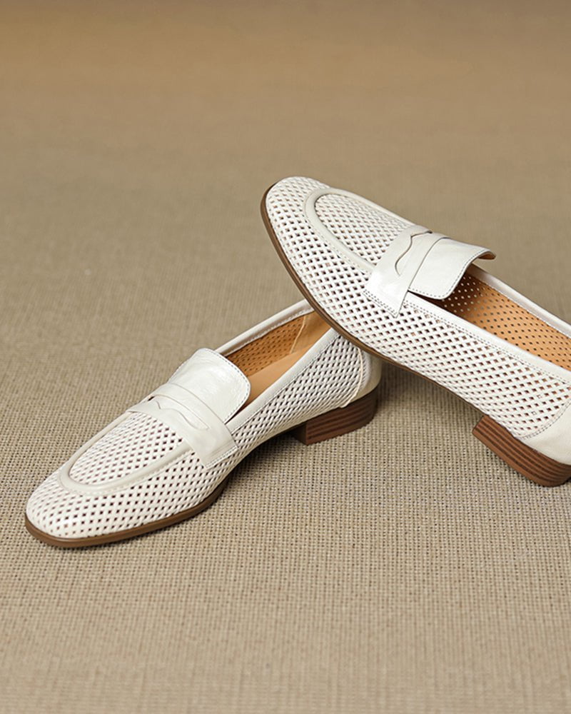 (Clean Up - US 7 ) Woven Braided Leather Casual Flat Loafers