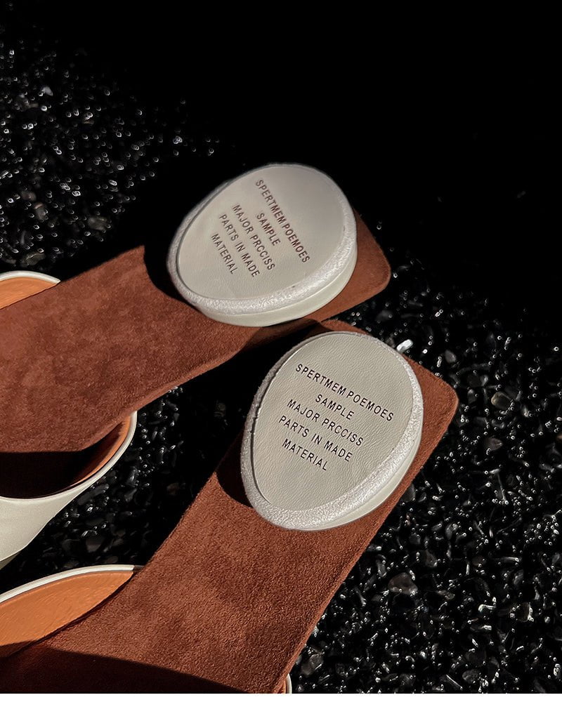 (Clean Up - US 7.5 ) Gold Ring Square Heel Thong Slide Sandals