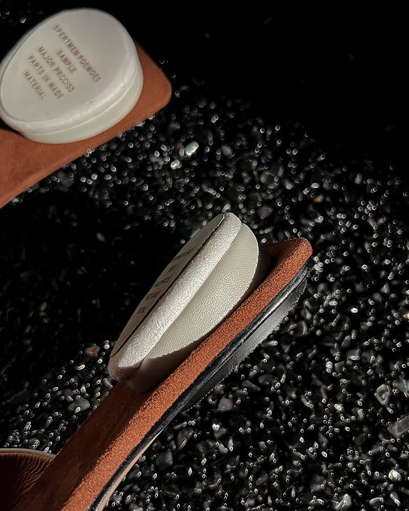 (Clean Up - US 7.5 ) Gold Ring Square Heel Thong Slide Sandals