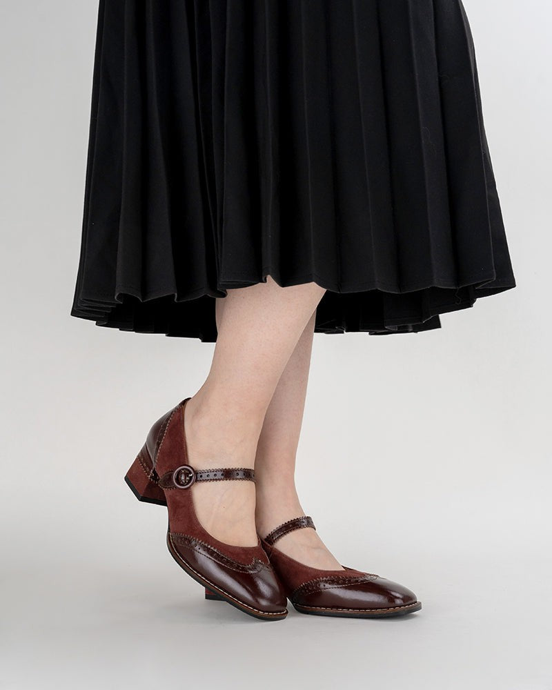 (Clean Up - US 7) Mary Jane Platform Mid Heel Oxfords Dress Shoes