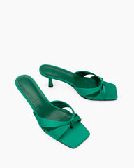 (Clean Up - US 9) Stiletto Heeled Thong Kitten Heel Sandals