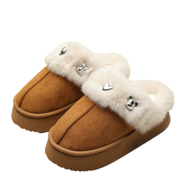 2024 new thick-soled fashionable cotton slippers for women in winter indoor home plush warm floor fur slippers