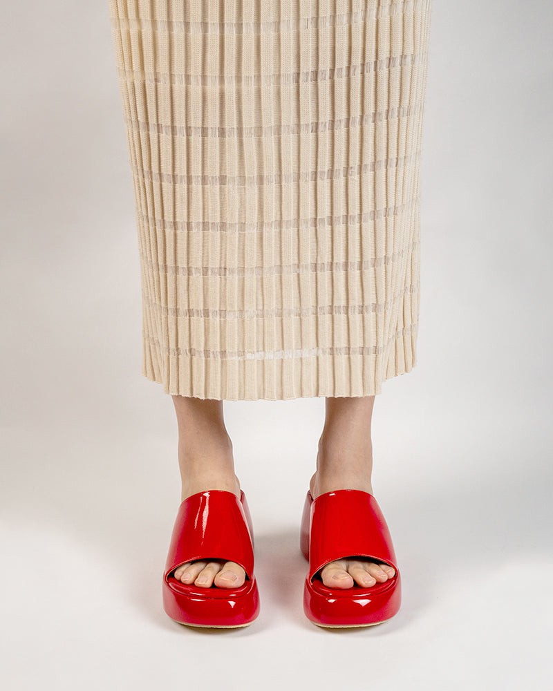 (Clean Up - US 7/ US 7.5) Patent Leather Sexy Wedge High Heel Platform Sandals