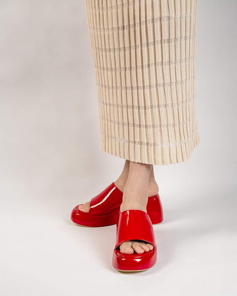 (Clean Up - US 7/ US 7.5) Patent Leather Sexy Wedge High Heel Platform Sandals