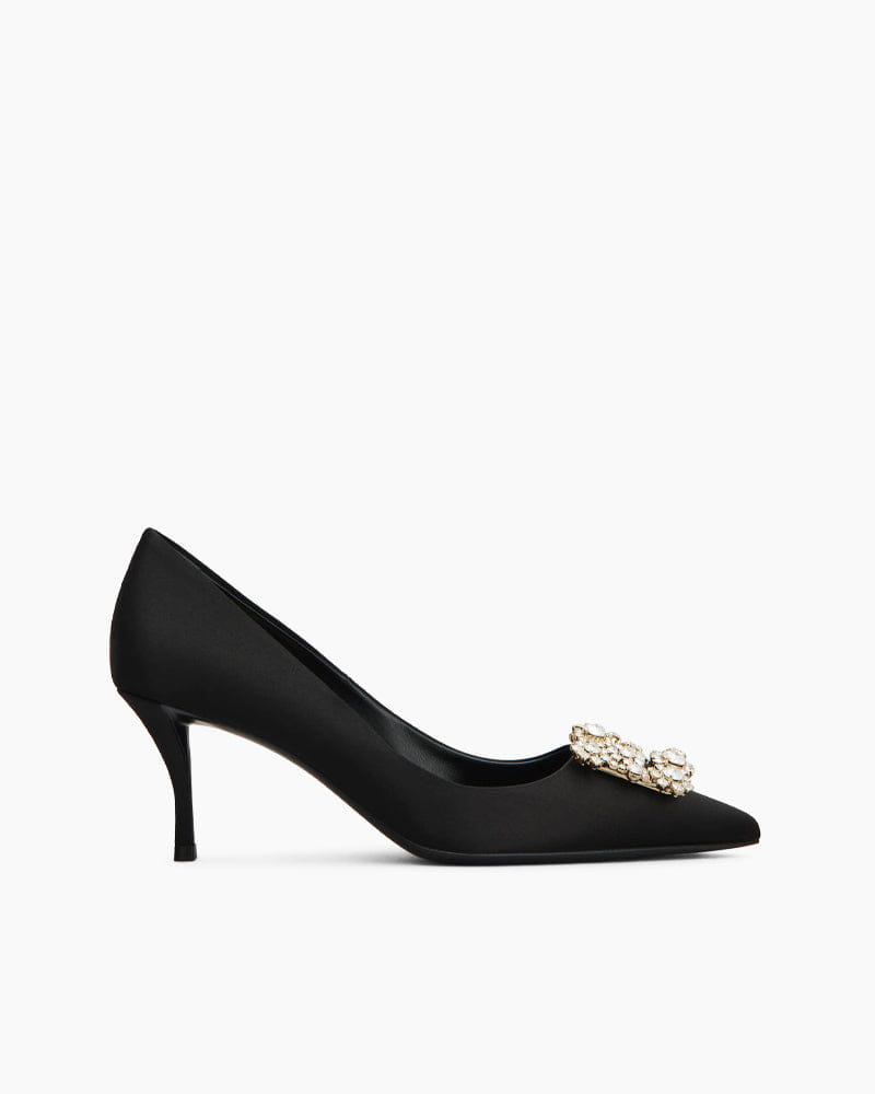 Women‘s Crystal Bloom Satin Heels