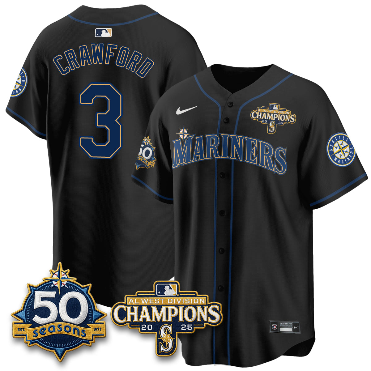 SEA 50th Anniversary Black Out Style Vapor Premier Limited Jersey - All Stitched