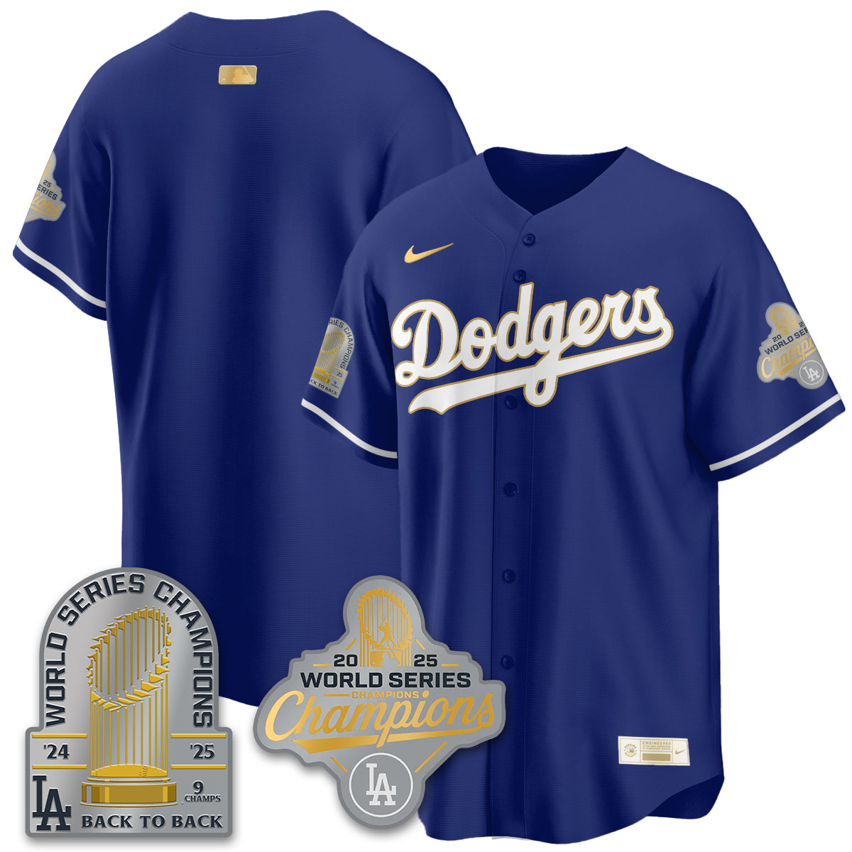 LAD Gold Collection Stadium Vapor Limited Jersey - 9x Champs - All Stitched