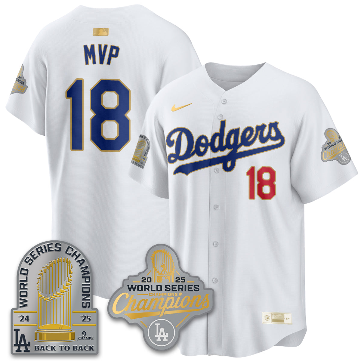 LAD Gold Collection Stadium Vapor Limited Jersey - 9x Champs - All Stitched
