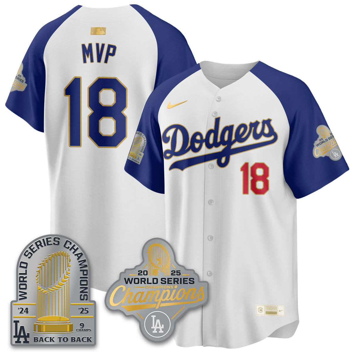 LAD Gold Collection Stadium Vapor Limited Jersey - 9x Champs - All Stitched
