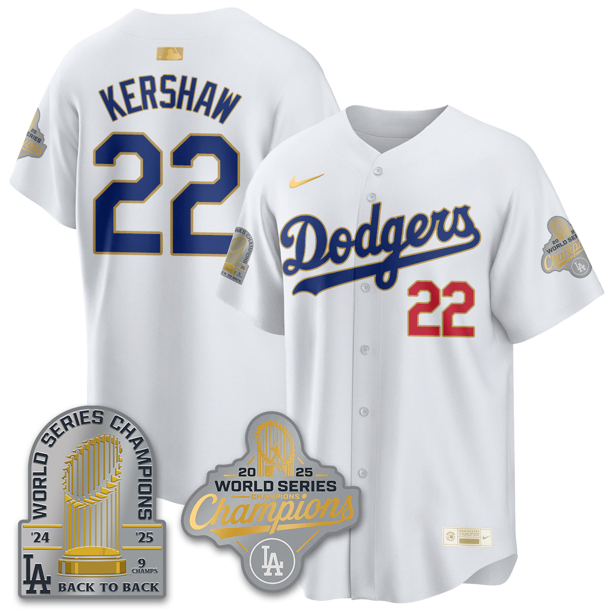 LAD Gold Collection Stadium Vapor Limited Jersey - 9x Champs - All Stitched