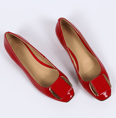 (Clean Up - US 7.5) Square Leather Flat Heel Loafers