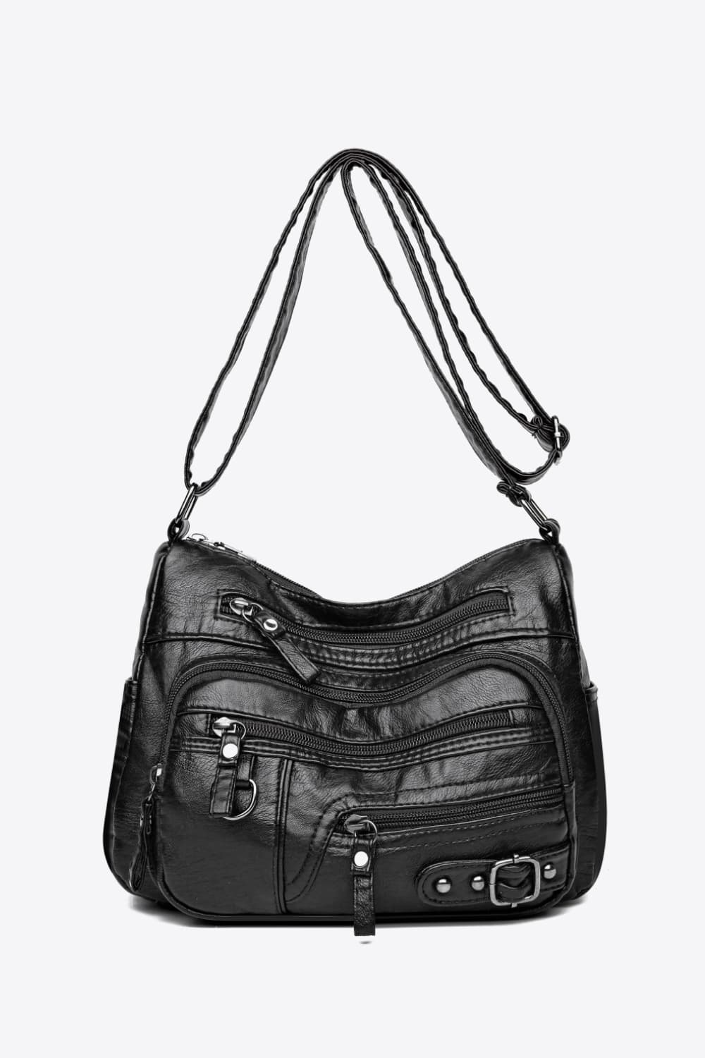 Multi-Pocket PU Leather Crossbody Bag