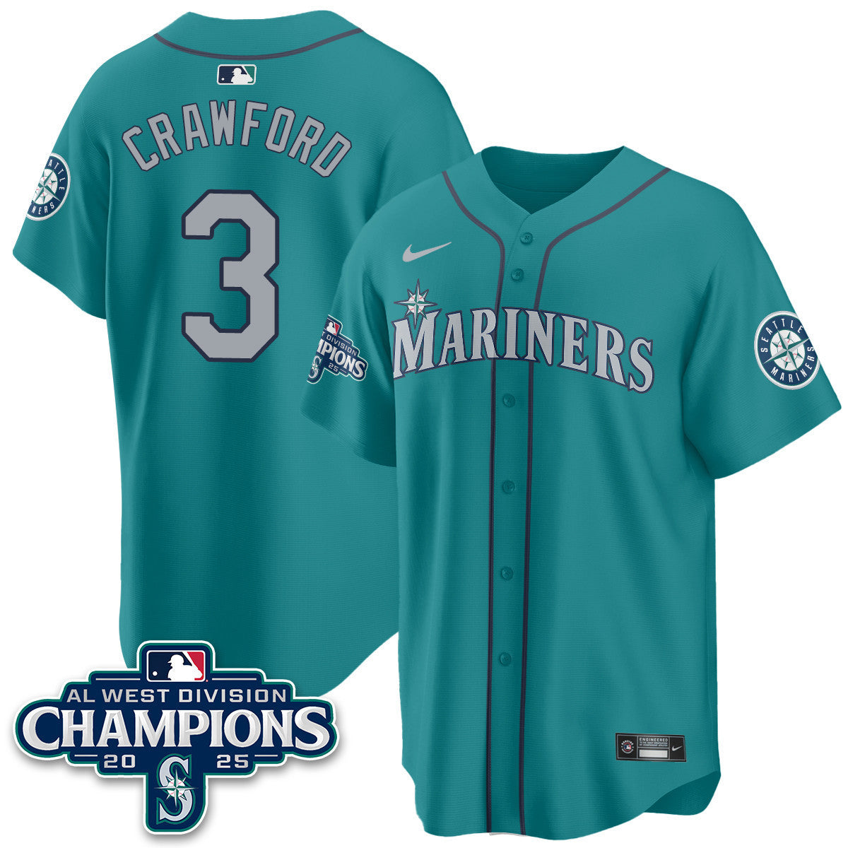 SEA 2025 AL West Division Champions Jersey - All Stitched
