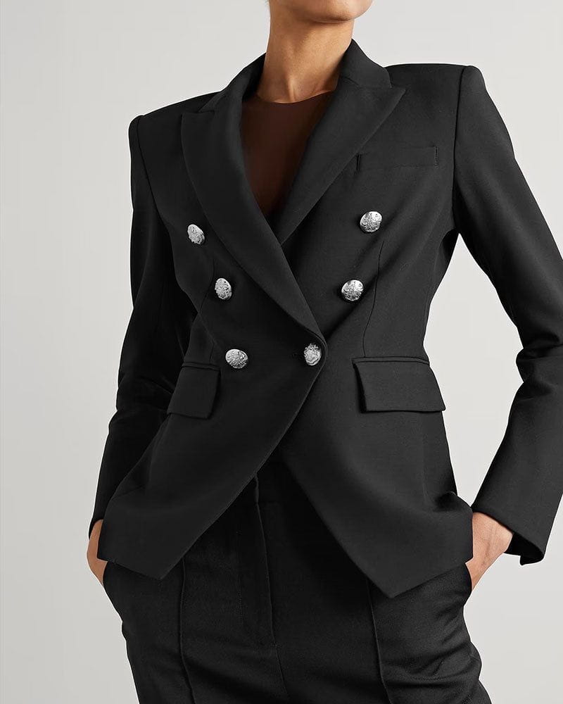 Double-breasted Grain De Poudre Blazer