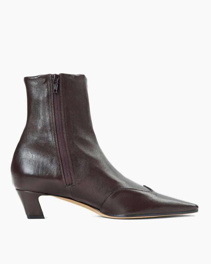 Western Style Leather Booties Square Toe