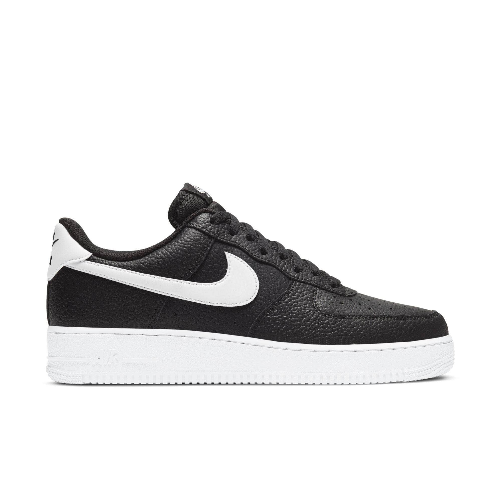 Nike Air Force 1 Low '07 Black White Pebbled Leather - Men's