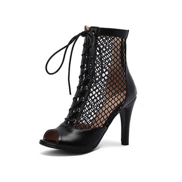 Ankle Boots Women Pumps Lace-up High Heels Party Shoes Female Large Size